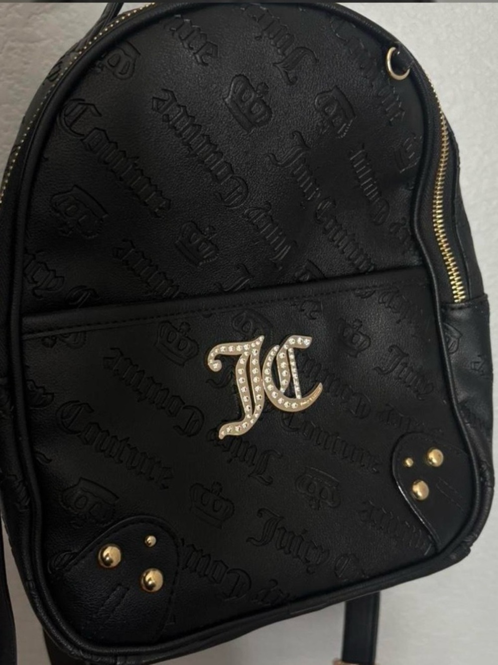 Juicy Couture Black Mini Backpack with Gold JC logo